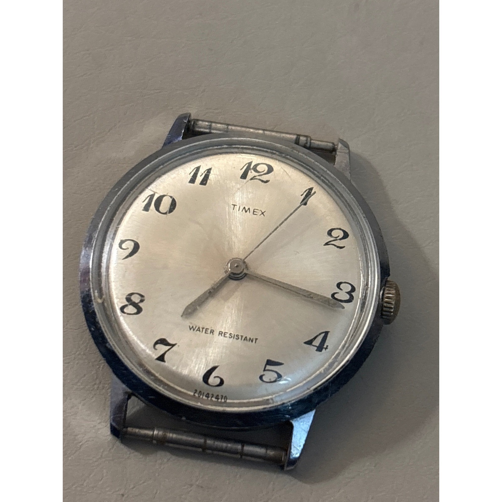 Timex Vintage Manual Wind Watch Mens Silver Dial 1970 Water Resistant Parts Only